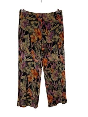 Softwear Floral Wide-Leg Pants - Black with Orange & Purple Floral